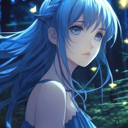 Девочка с голубыми волосами