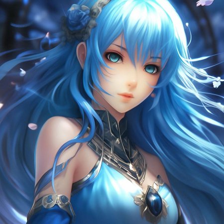 Аниме девушка с синими волосами