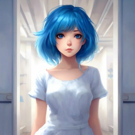 Девочка с голубыми волосами аниме