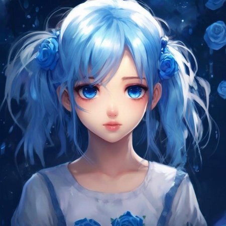 Девочка с голубыми волосами аниме