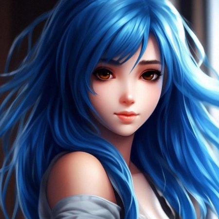 Голубоволосая девушка аниме