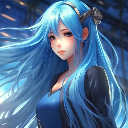 Девочка с голубыми волосами аниме