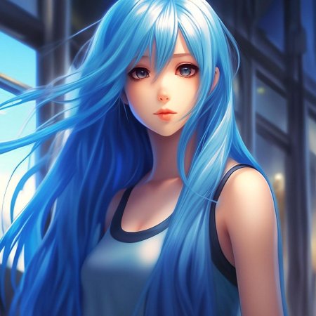 Аниме девушка с синими волосами