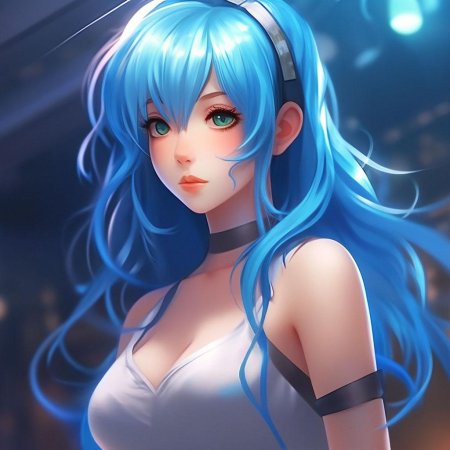Аниме девочка с синими волосами