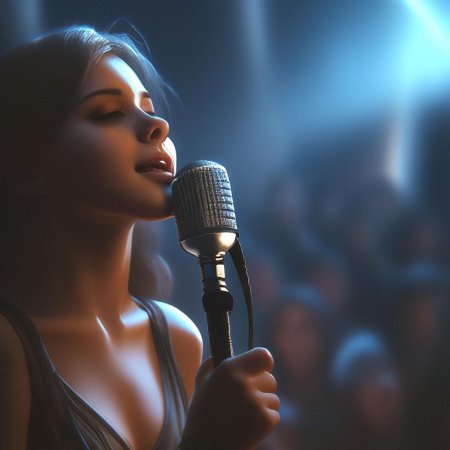 Девочка поет в микрофон