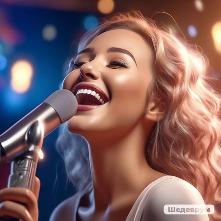Девушка поет в микрофон