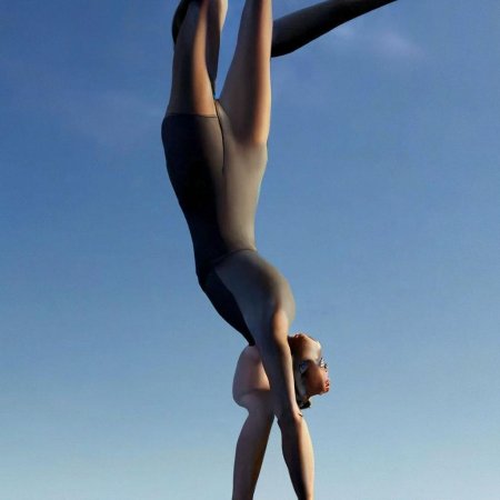 Девушка висит вниз головой