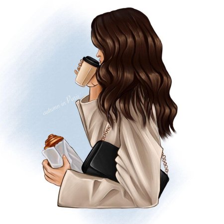 Рисованные девушки с кофе