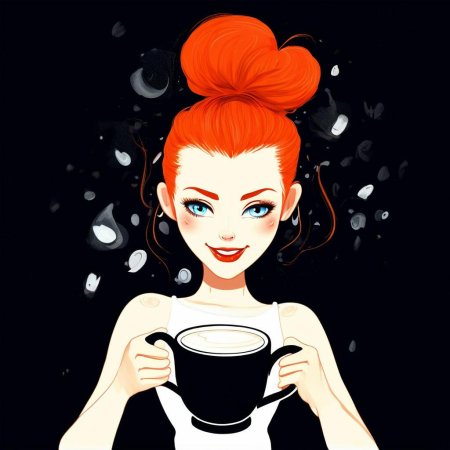 Рыжая девушка утро