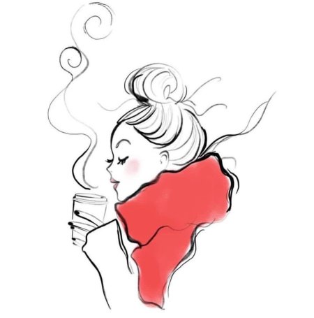 Девушка с кофе рисунок