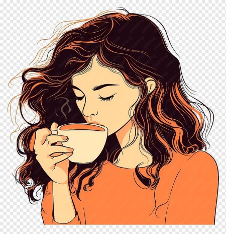 Девушка пьет кофе