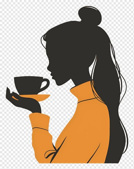 Силуэт женщины с чашкой