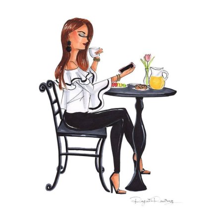 Рисованные девушки с кофе