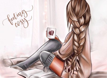 Девушка с кофе арт