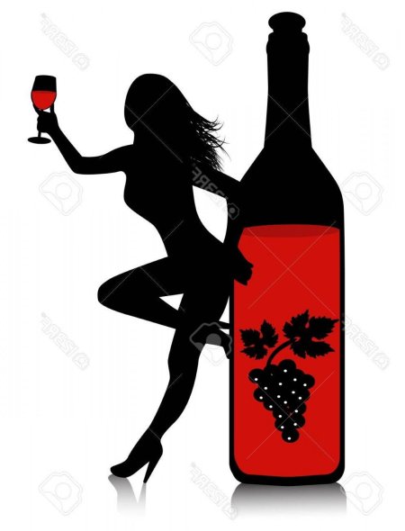 Силуэт женщины с бокалом вина