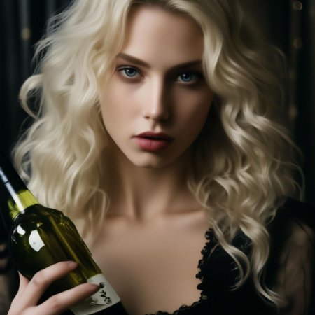Девушка с бутылкой вина