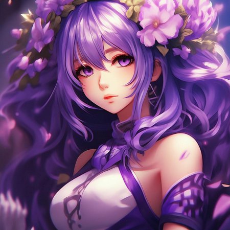 Аниме девушка фиолетовая