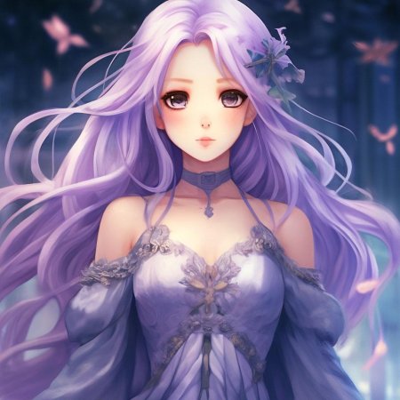 Аниме девушка с фиолетовыми волосами