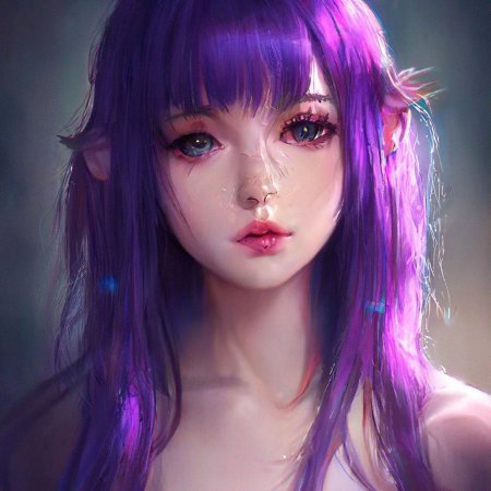 Аниме девушка с фиолетовыми волосами