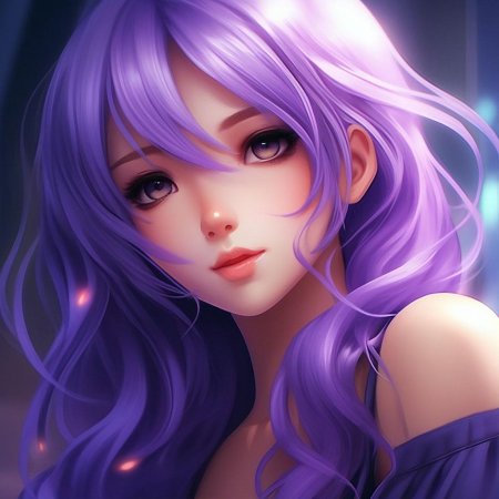 Аниме девушка с фиолетовыми волосами