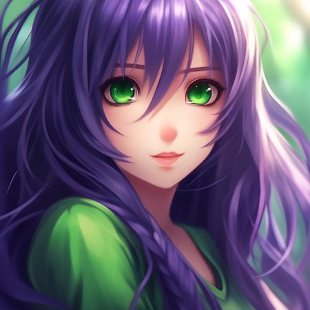 Аниме девушка фиолетовая