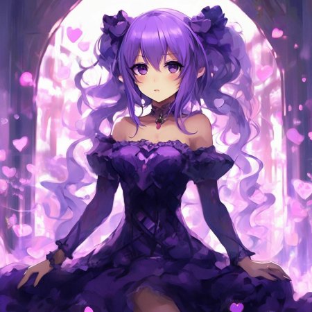 Аниме девочка с фиолетовыми волосами