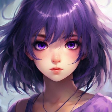 Девочка с фиолетовыми волосами аниме