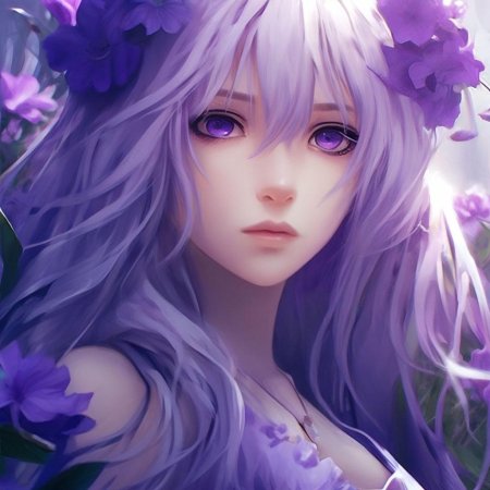 Аниме фиолетовые волосы