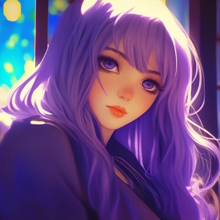 Девочка с фиолетовыми волосами
