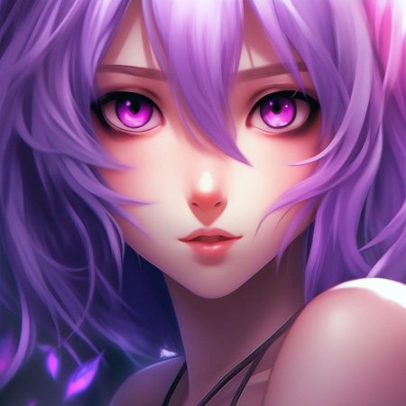 Тянка с фиолетовыми волосами