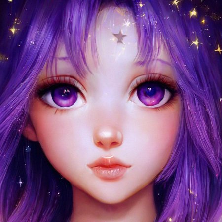 Аниме девочка с фиолетовыми волосами
