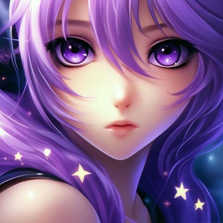 Девушка с фиолетовыми волосами аниме