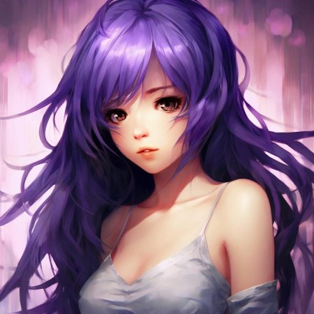 Девушка с фиолетовыми волосами аниме