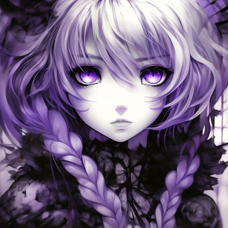 Аниме девушка фиолетовая