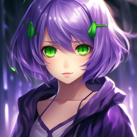 Девушка с фиолетовыми волосами аниме