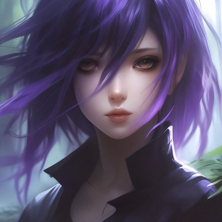 Девушка с фиолетовыми волосами арт