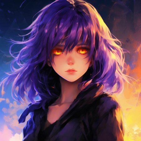 Девушка с фиолетовыми волосами аниме