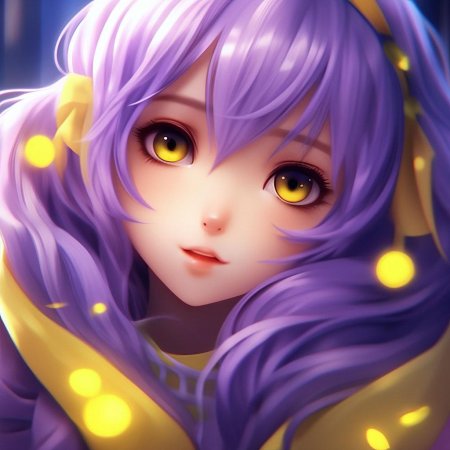 Аниме девушка с фиолетовыми волосами