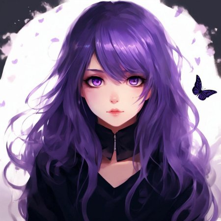 Аниме девушка с фиолетовыми волосами