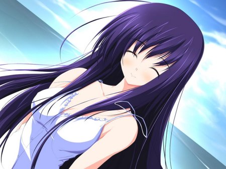 Аниме девушка с фиолетовыми волосами