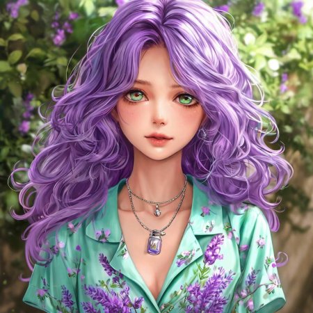Девушка с сиреневыми волосами рисунок