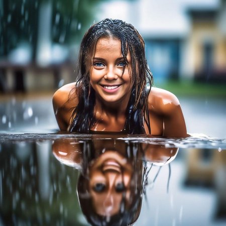 Девушка под дождём