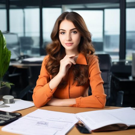 Красивая девушка в офисе
