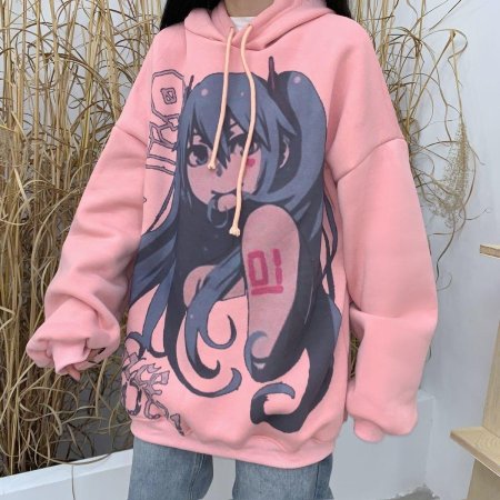 Черное худи с розовым принтом