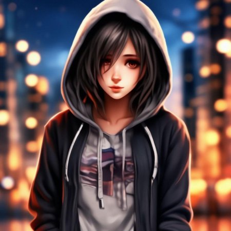 Аниме девушка в худи