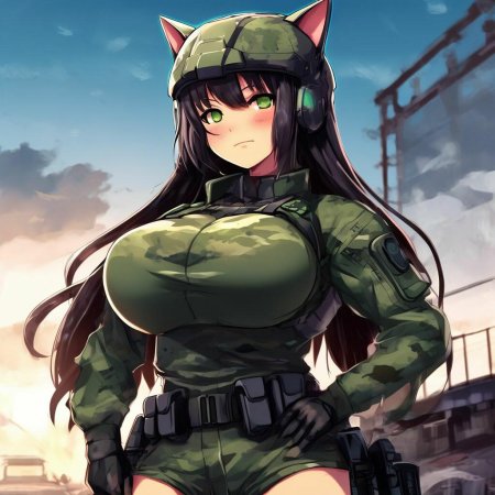 Аниме девушка в военной форме