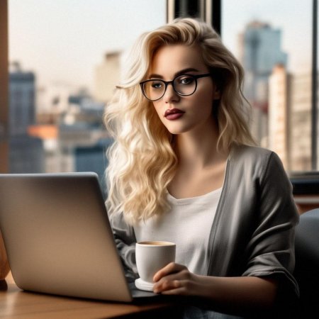 Девушка блондинка в очках