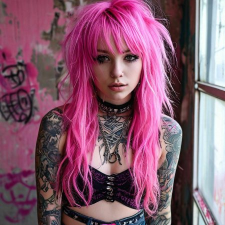 Девушка с розовыми волосами