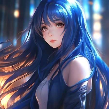 Аниме девушка с синими волосами