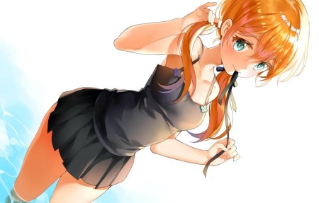 Аниме девушка с оранжевыми волосами